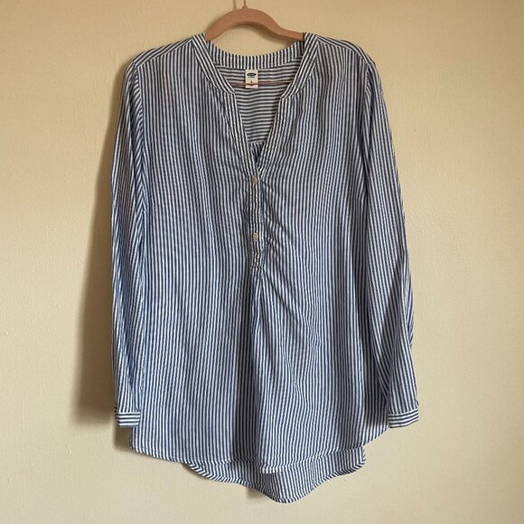 GAP | Blue/White Striped Cotton Popover Tunic Large - Picture 1 of 4